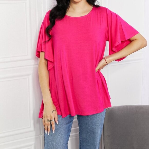 Yelete Tops - NWT Yelete Full Size More Than Words Flutter Sleeve Top